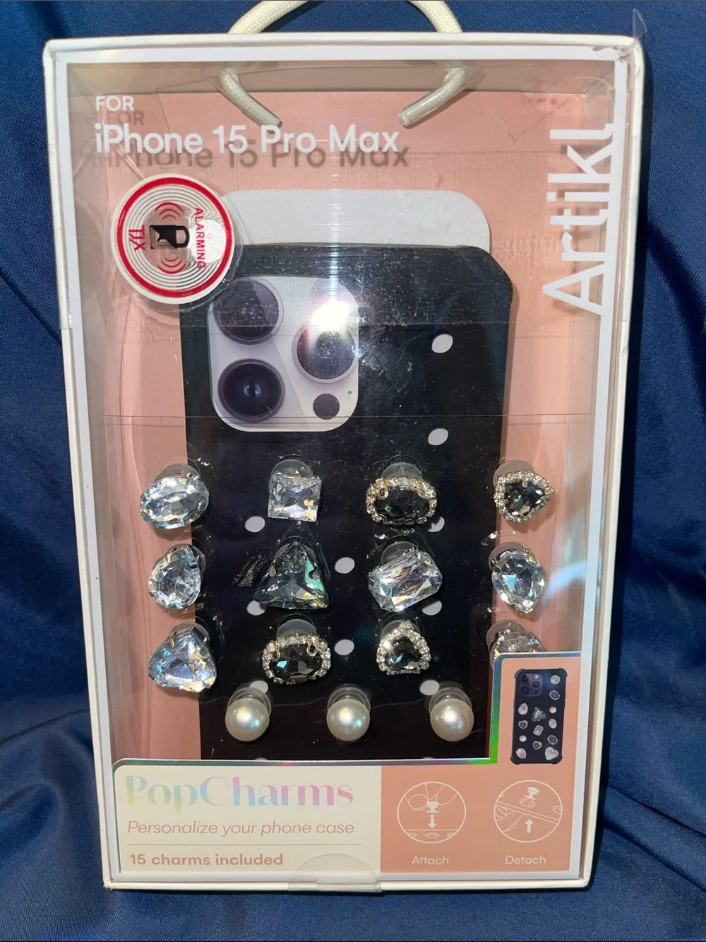 PopCharms Black Phone Case Charms for iPhone 15 Pro Max
